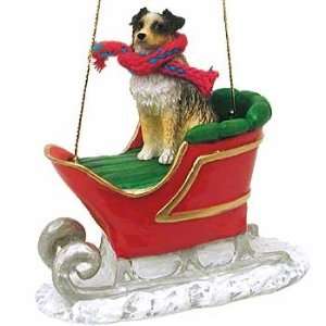  Brown Aussie (Docked) in a Sleigh Christmas Ornament