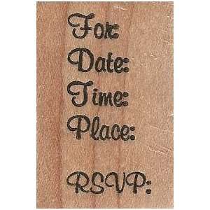 Invitation For Date Time Place RSVP Wood Mounted Rubber Stamp 
