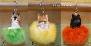 Squirrel Fox Bear Furry Wild Animal Keychain  Handmade 