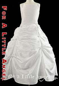 White Flower Girl Pageant Taffeta Dress 611 sz. 4  