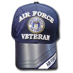  US AIR FORCE VETERAN SEAL NAVY BLUE LEATHER CAP HAT ADJ 
