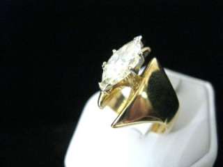   GOLD 2.5 CT. MARQUISE DIAMOND SOLITAIRE RING WIDE SETTING  