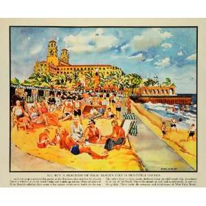 1936 Print Palm Beach Florida Swimsuit Golinkin Surf Tanning Cabana 