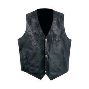   Leather Western Style Vest Black Snaps GFVWBK Medium
