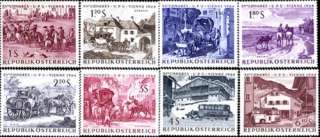 The Post In Art On Stamps From Austria # 729 736 MNH  