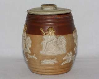 Royal Doulton Lambeth Early c1900 Stoneware Tobacco Jar with Hunting 