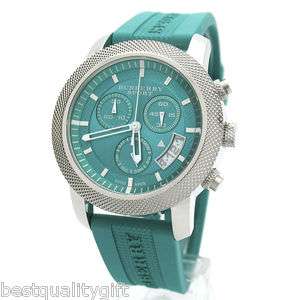 BURBERRY SPORT SILICONE TEAL CRONOGRAPH DIAL WATCH BU7764 NEW  