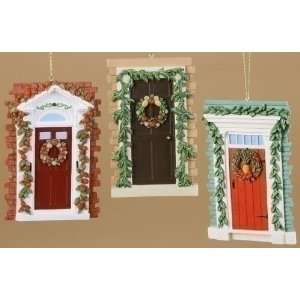  5 Welcoming Christmas Holiday Door Shaped Ornament with 