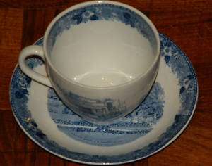 Alfred Meakin Whittier Birthplace Tea Cup & Saucer, VG  