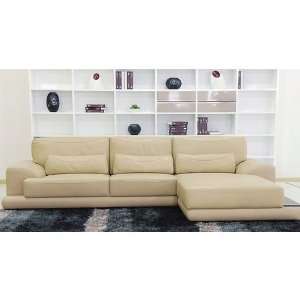  Beige Leather Sectional Sofa