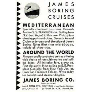   1931 James Boring Cunard Anchor S S Transylvania James Boring Books