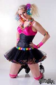 Cyber Neon Black Rainbow Tulle TuTu Skirt Rave Pride 80  