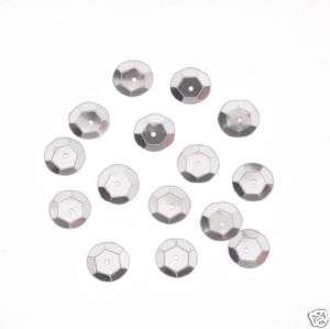 Sequins Silver Round Cup 8mm Lot of 400 Pieces Loose  