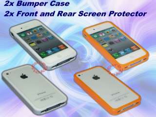 White & Orange Bumper Case Cover, Screen for iPhone 4  