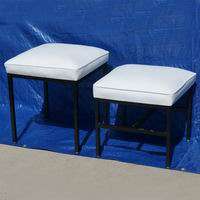   stool ottoman usa 1950 s new white leather upholstery original rough