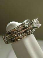 14k WG White Gold .84ct tw Round Diamond Engagement & Wedding Ring Set 