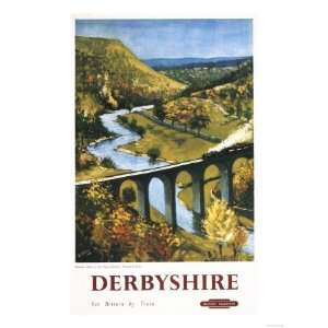  Derbyshire, England   Monsal Dale, Train and Viaduct 