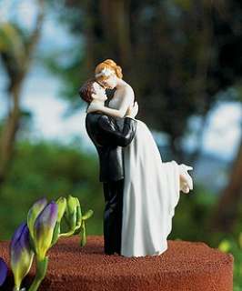 Climbing Groom and Victorious Bride Wedding Cake Topper  