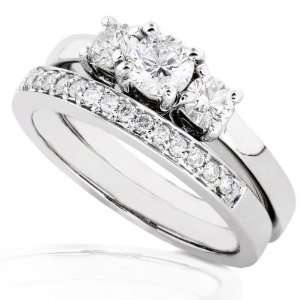  5/8ctw Three Stone Round Brilliant Diamond Wedding Ring Set 
