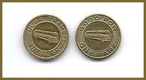 ONE) TOKEN OK 860 U TULSA TRANSIT / ONE FARE 16mm BRASS  