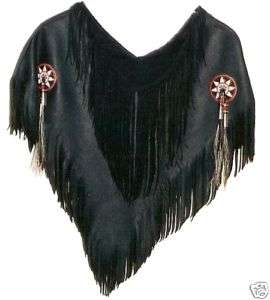 Native American Ladies Leather Yoke Shirt Vest Shawl  