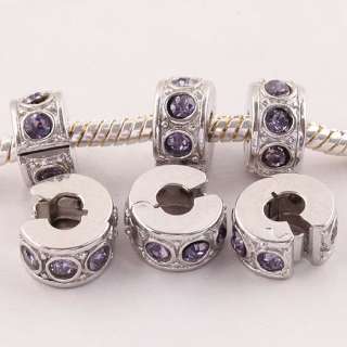 On Sale 5X Voilet Crystal 18KGP Stopper Clips/Locks European Beads For 
