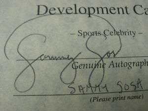 SAMMY SOSA AUTO GENUINE AUTOGRAPH RANGERS SOX CUBS MLB  