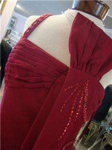 NWT Scala Evening Gowns #886 Formal Dress Sz 12 in red claret chiffon 