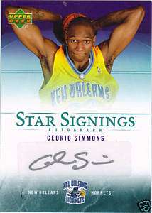 CEDRIC SIMMONS 2007 08 UPPER DECK STAR SIGNINGS AUTO  