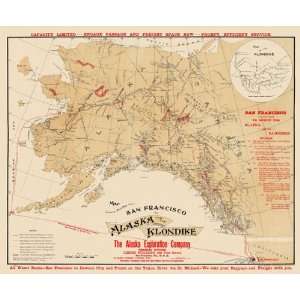   SAN FRANCISCO TO ALASKA (AK) & THE KLONDIKE MAP 1897