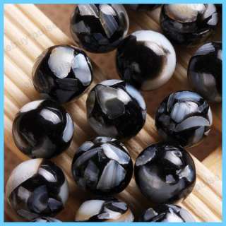 8mm Round Black White Mother of Pearl Shell Loose Beads 15 Strand 
