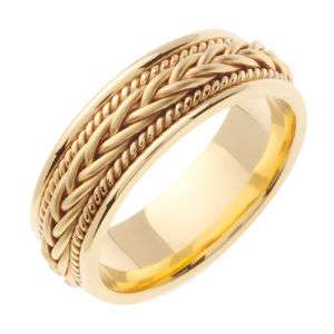 NEW MENS 14KT YELLOW GOLD BRAIDED WEDDING BAND 252  