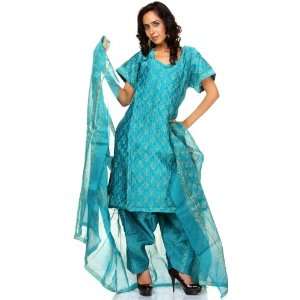    Printed Chanderi Salwar Kameez Suit   Cotton Silk 