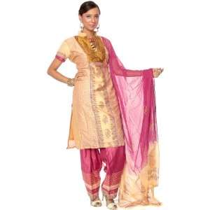   Salwar Kameez Fabric with Painted Paisleys   Pure Cotton Everything