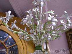 40s Vintage Italian Tole Chandelier Stargazer Lilies  