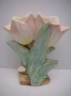 Early McCoy Double Tulip Vase Pink & Yellow XCLNT  
