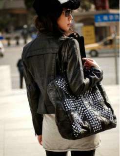 New Long Sleeve Handsome Women Black Soft Leather Coat Jacket 0137 