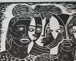 Margaret Taylor Burroughs Linocut Faces of Picasso  