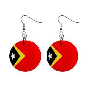 East Timor Flag Button Earrings