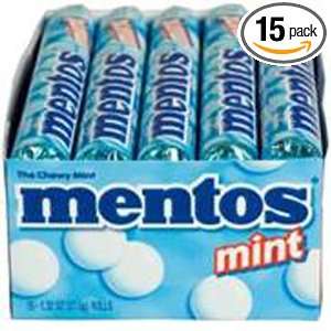 Mentos Roll   Mint, 1.32 Ounce (Pack of 15)  Grocery 