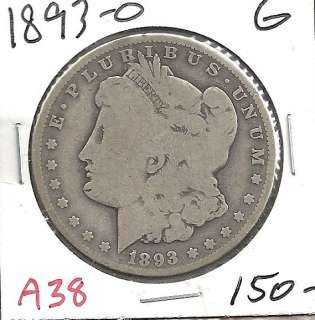 1893 O Morgan Silver Dollar Good A38  