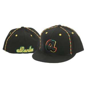   Cooperstown Collection Flat Billed Fitted Hat   Black Rainbow Text