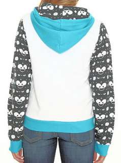  ~ WHITE BLUE BLACK ALL OVER GIRLS FRONT ZIP LICENCED HOODIE  
