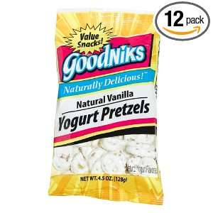 Goodniks Natural Vanilla Yogurt Prezels, 4.5 Ounce Bags (Pack of 12 