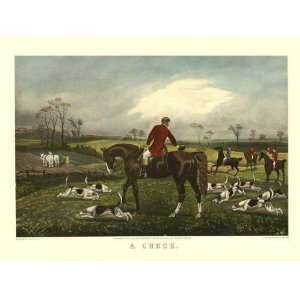  A Check Bay Horse Fox Hunting Scene with Hounds 12 X 16 
