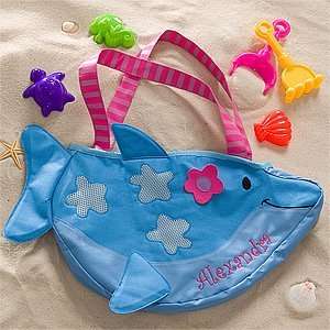   Personalized Dolphin Beach Tote Bag with Beach Toy Set Toys & Games