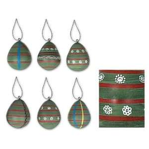  Ceramic ornaments, Green Forest (set of 6)