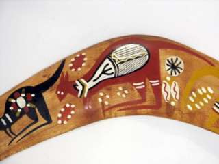 Decorated Aboriginal Traditional Australian Boomerang Snake Kangaroo 