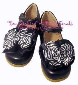 Girls Shoes Black Add A Bow Satin Bows Zebra Sz 10   2  
