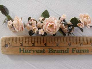 Lot of vintage millinery flowers, 3 headbands w roses, velvet forget 